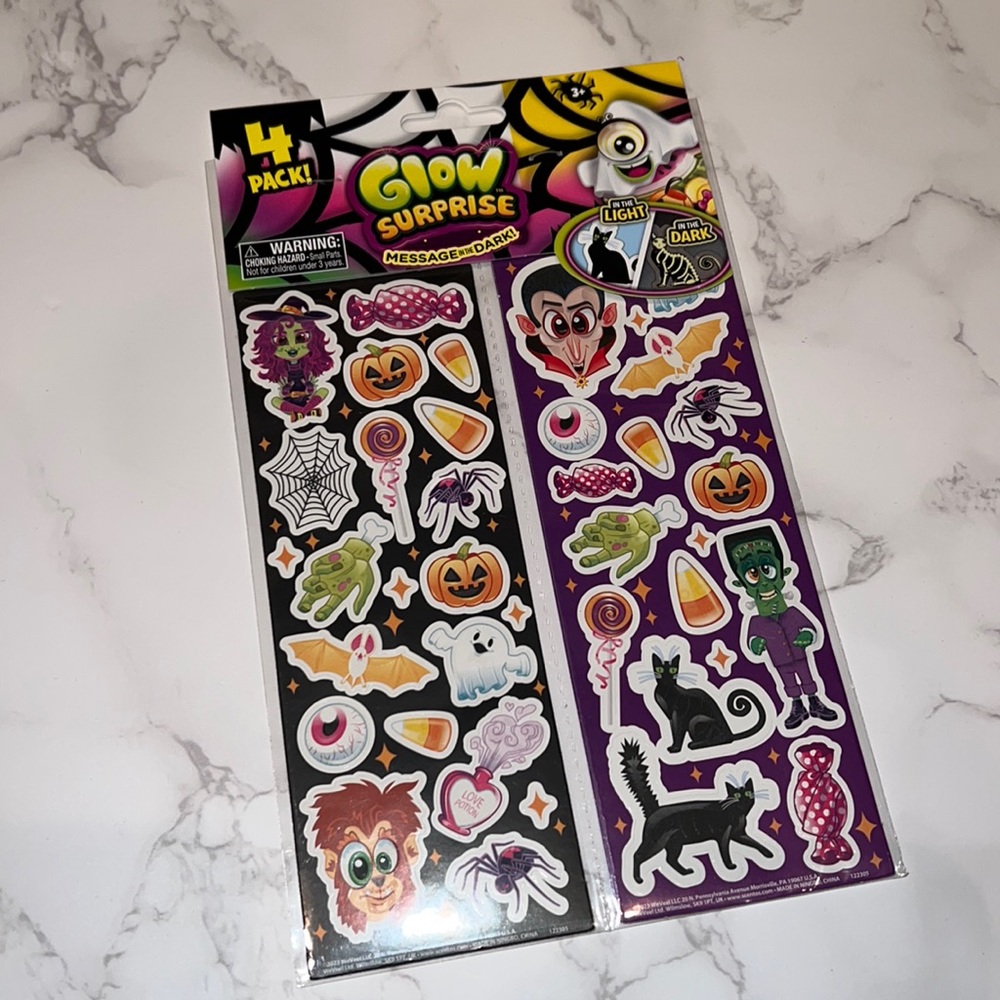 NWT 4pc Glow Surprise Message Sticker Sheets